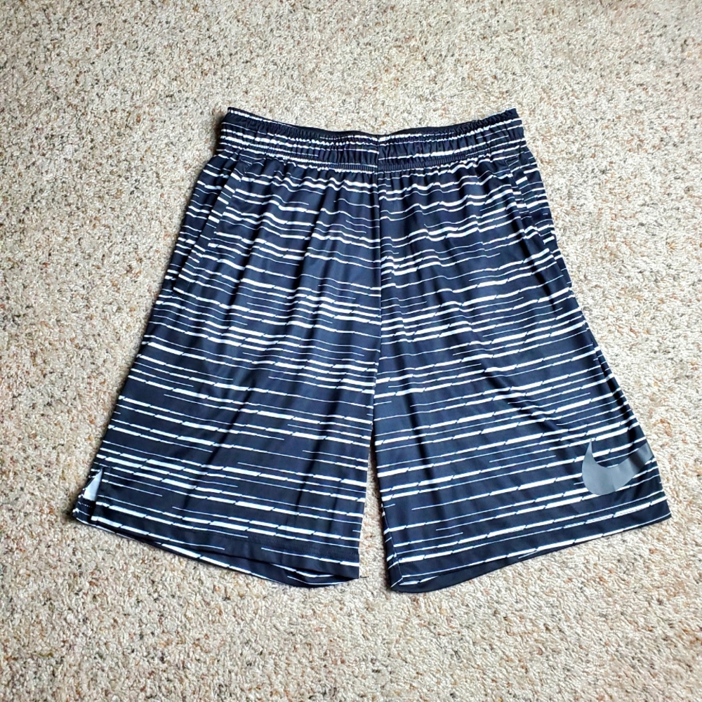 Nike Dri-fit Men's Basketball Shorts Athletic Workout Black Striped Size Large